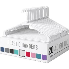 20pcs Plastic Hangers Clothes Hangers for Clothing, Durable Clothes Hangers (Color: White)