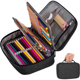 Pencil Case Large Capacity Multifunction Pencil Holder Stationery Organizer Box (Color: Black)