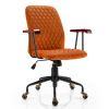 Velvet Home Office Chair with Wooden Armrest