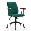 Velvet Home Office Chair with Wooden Armrest