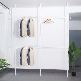 Adjustable Clothing Rack;  Double Rod Clothing Rack;  3 Tier Clothes Rack;  Adjustable Hanger for Hanging Clothes;  Closet Rack (Color: White)