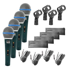 5 Core Microphone Pro Microfono Dynamic Mic XLR Audio Cardiod Vocal Karaoke ND 58 BLU (TYPE: 4 PIECES)