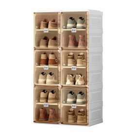 Portable Shoe cabinet Living Room,Stackable Storage Organizer Cabinet with Doors and Shelves,Shoe Box for Closet (Color: as Pic)