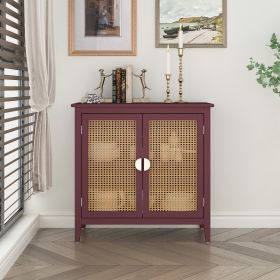 2 Door Cabinet; Naturel Rattan; Suitable for bedroom; living room; study (Color: as Pic)