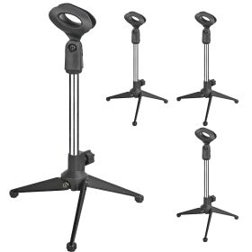 5 Core Premium Mini Microphone Stand Tripod Universal Adjustable Desk Microphone Stand Portable Foldable Table Top Desktop Stand with Small Plastic Mi (size: 4 Pieces)