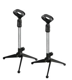 5 Core Premium Mini Microphone Stand Tripod Universal Adjustable Desk Microphone Stand Portable Foldable Table Top Desktop Stand with Small Plastic Mi (size: 2 Pieces)