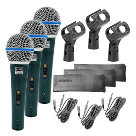 5 Core Microphone Pro Microfono Dynamic Mic XLR Audio Cardiod Vocal Karaoke ND 58 BLU (TYPE: 3 PIECES)