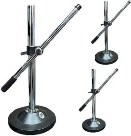 Desktop Microphone Stand Table Desk Mic Holder Stands Clip Mount Clamp Round Base Podcast Recording 5Core MS RBS CH IN (Black: MS RBS CH IN 3Pcs)