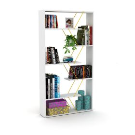 Furnish Home Store Wood Frame Etagere Open Back 6 Shelves Bookcase Industrial Bookshelf for Office and Living Rooms Modern Bookcases Large Bookshelf O (Color: as Pic)