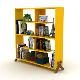 Furnish Home Store Kipp Wood Frame Etagere Open Back 6 Shelves Bookcase Industrial Bookshelf for Office and Living Rooms Modern Bookcases Large Booksh (Color: as Pic)