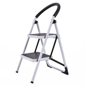 Folding Step Stool with Iron Frame And Anti-Slip Pedals Step Ladder (Color: Grey, TYPE: Style A)