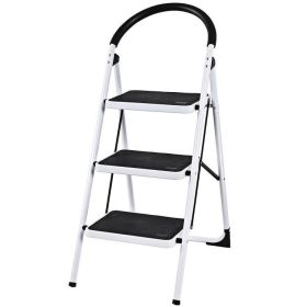 Folding Step Stool with Iron Frame And Anti-Slip Pedals Step Ladder (Color: Grey, TYPE: Style C)