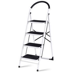 Folding Step Stool with Iron Frame And Anti-Slip Pedals Step Ladder (Color: Grey, TYPE: Style D)