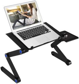 Adjustable Laptop Desk;  RAINBEAN Laptop Stand for Bed Portable Lap Desk Foldable Table Workstation Notebook Riser with Mouse Pad;  Ergonomic Computer (Color: Black double fan)