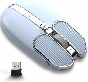 Smooth touch Mouse Wireless USB Noiseless Click for PCMac Laptop Windows Office (Color: Blue)