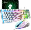 Gaming Keyboard and Mouse Sets Rainbow Backlit Ergonomic Usb + FREE Mouse Pads