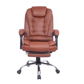 High Back Office Chair, Adjustable Ergonomic Office Chair, Executive PU Leather Swivel Work Chair with Lumbar Support, Computer Desk Chair with Footre (material: pu, Color: coffee)