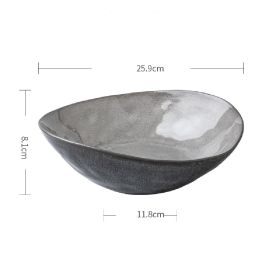 Retro 10 Inch Ceramic Fruit Basin (Color: Grey)