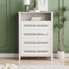 ON-TREND Retro Style Chest of Drawers with Rattan Panels, 4 Drawer Dresser with Gold Metal Handles, Vintage Design Cabinet with Great Storage Space fo