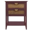 2 Drawer Side table; Naturel Rattan; End table; Suitable for bedroom; living room; study