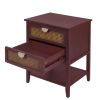 2 Drawer Side table; Naturel Rattan; End table; Suitable for bedroom; living room; study