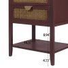 2 Drawer Side table; Naturel Rattan; End table; Suitable for bedroom; living room; study