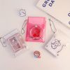 Transparent Glitter Card Holder, Mini Snap Button Coin Purse, Cute Card Storage Bag With Keychain