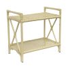 21.5"L x 13"W x 20.6"H 2-Tier Rectangular Shelf Unit, Hand-woven Rattan, Aluminum Frame