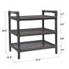 Hand-Woven Rattan 3-Tier Rectangular Shelf Unit, Aluminum Frame, for Indoor or Outdoor