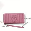 Mouse Head Embossing Long Purse, Faux Leather Textured Long Wallet, Casual Functional Card Holder