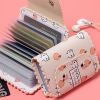 Cute Cartoon Print Credit Card Holder: Flap Button Clutch Card Bag with Multi Card Slots for a Casual Look