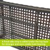 21.5"L x 13"W x 20.6"H 2-Tier Rectangular Shelf Unit, Hand-woven Rattan, Aluminum Frame