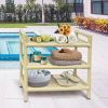 Hand-Woven Rattan 3-Tier Rectangular Shelf Unit, Aluminum Frame, for Indoor or Outdoor