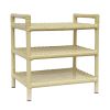 Hand-Woven Rattan 3-Tier Rectangular Shelf Unit, Aluminum Frame, for Indoor or Outdoor