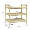 Hand-Woven Rattan 3-Tier Rectangular Shelf Unit, Aluminum Frame, for Indoor or Outdoor