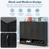 ON-TREND Sleek and Modern Shoe Cabinet with Adjustable Shelves, Minimalist Shoe Storage Organizer with Sturdy Top Surface, Space-saving Design Side Bo