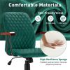 Velvet Home Office Chair with Wooden Armrest