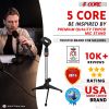 5 Core Premium Mini Microphone Stand Tripod Universal Adjustable Desk Microphone Stand Portable Foldable Table Top Desktop Stand with Small Plastic Mi