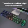 Gaming Keyboard and Mouse Sets Rainbow Backlit Ergonomic Usb + FREE Mouse Pads