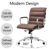 Modern swivel office desk chair luxury executive boss ergonomic computer chair armrest brown color metal frame office chair