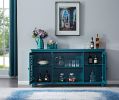 60&rdquo; Sideboard Buffet Table with 2 Doors; Storage Cabinet with Adjustable Shelves; Teal Blue