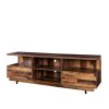 TV Stand Modern Wood Media Entertainment Center Console Table with 2 Doors and 4 Open Shelves