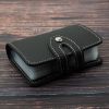 Stylish Faux Leather Credit Card Holder - Minimalist Flap Button Purse With Multi Card Slots