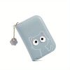 Kawaii Multi-card Slot Card Holder, Cute Cat Embroidered Coin Purse, Mini Zipper Short Wallet With Pendant (4.3*1.2*3)inch