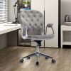 Velvet Home Office Chair with Wheels, Cute Chair with Side Arms and Wheels 360Â¬âˆžfor Living Room, Bedroom,and Vanity Room,Bling Desk Nail Desk for Wome