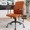 Velvet Home Office Chair with Wooden Armrest