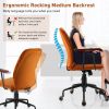 Velvet Home Office Chair with Wooden Armrest