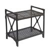 21.5"L x 13"W x 20.6"H 2-Tier Rectangular Shelf Unit, Hand-woven Rattan, Aluminum Frame