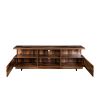 TV Stand Modern Wood Media Entertainment Center Console Table with 2 Doors and 4 Open Shelves