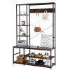 Entryway Hall Trees with Hooks;  Storage Shelves and Shoes Bench;  Freestanding Closet Organizer Clothes Rack with Coat Rack;  Closet Garments Shelf f